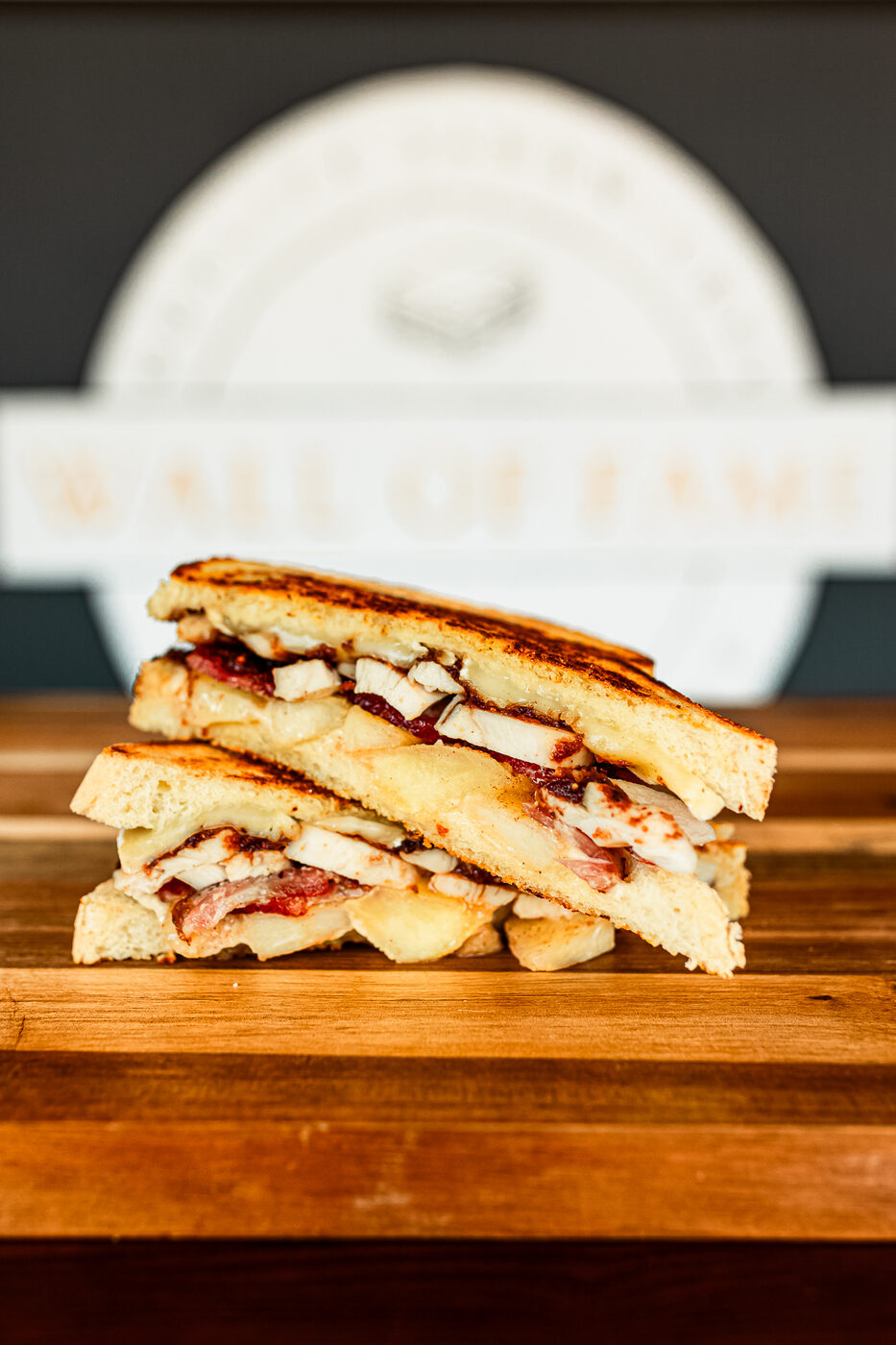 Brie fig apple bacon sandwich