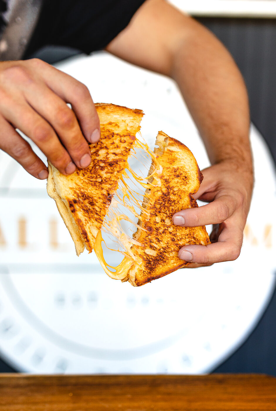 Three cheese grilled cheese
